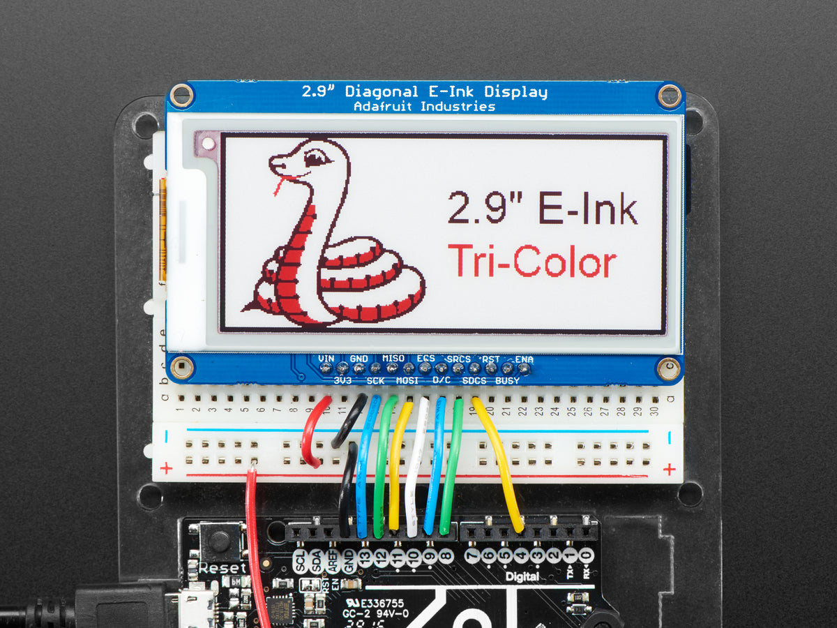 Adafruit 2,9" Rot/Schwarz/Weiß eInk Display Breakout – THINK INK – UC8151D Chipset, 1028