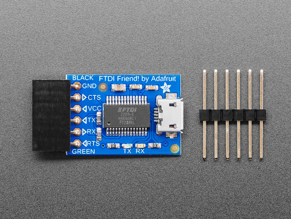 Adafruit FTDI Friend with Micro USB Port + extras, v3, 284