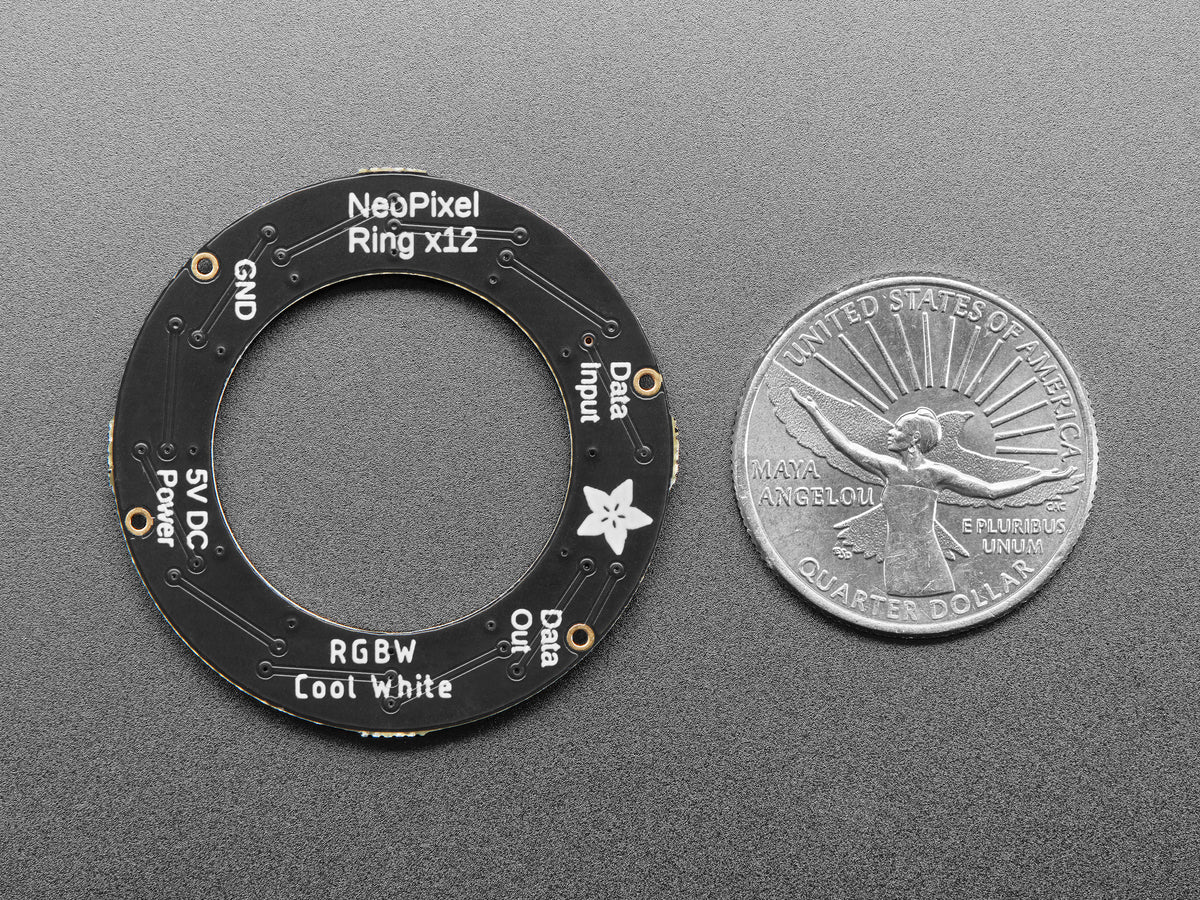 NeoPixel Ring – 12 x 5050 RGBW LEDs mit integrierten Treibern – Kaltweiß – ca. 6000K, 2853