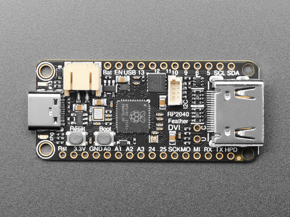 Adafruit Feather RP2040 with DVI Output Port, Works with HDMI, 5710