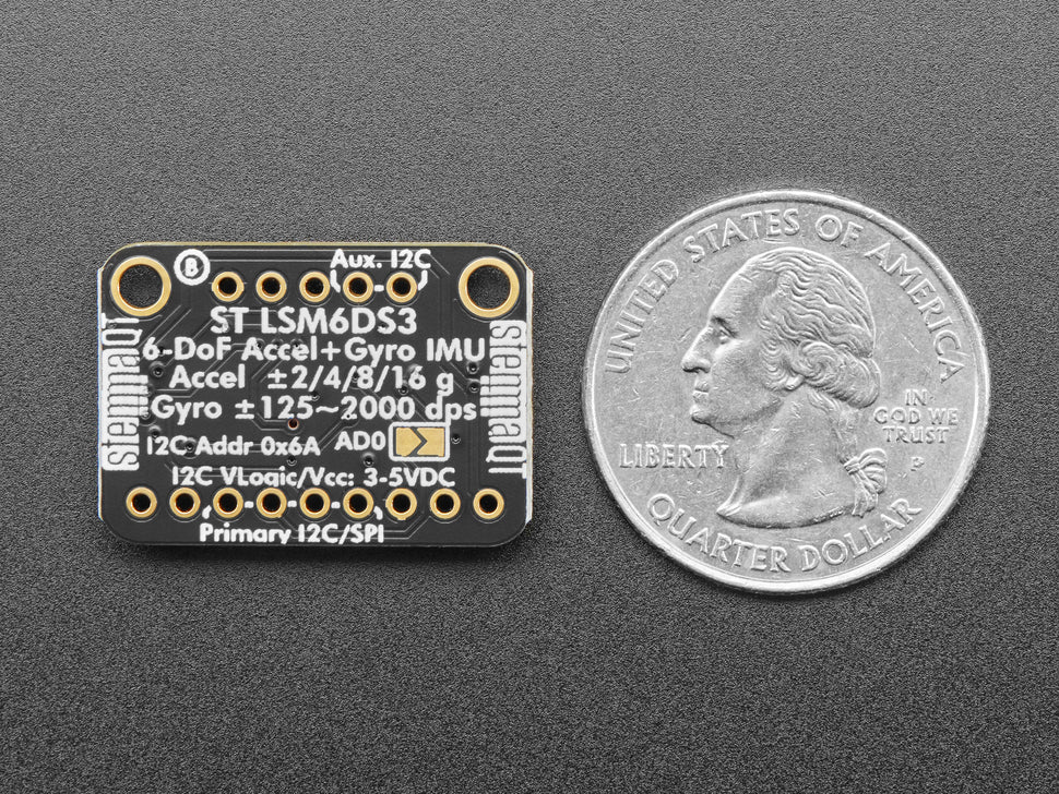 Adafruit LSM6DS3TR-C 6-DoF Beschleunigungssensor + Gyroskop IMU, STEMMA QT / Qwiic, 4503