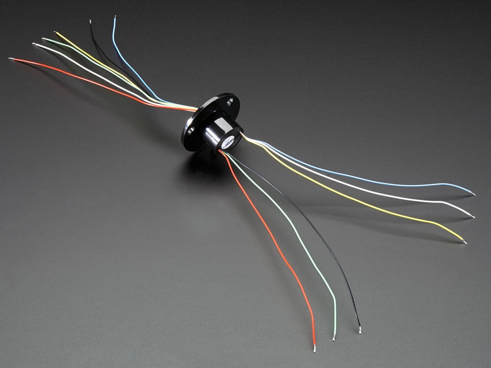 Adafruit Schleifring mit Flansch, 22mm Durchmesser, 6 Leitungen, max. 240V bei 2A, 736