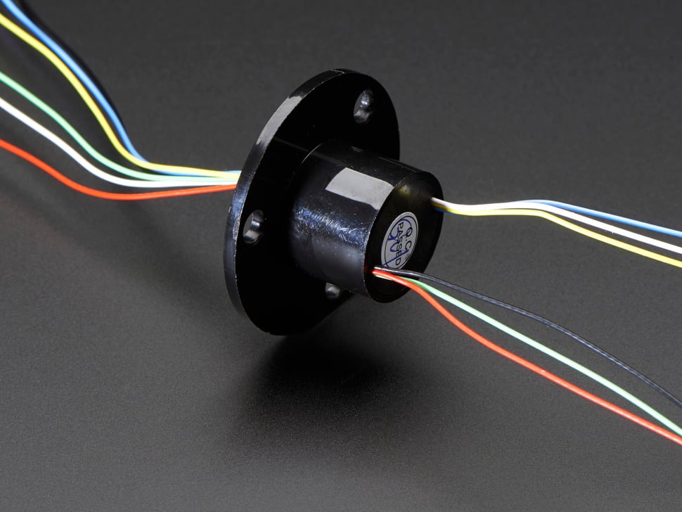 Adafruit Schleifring mit Flansch, 22mm Durchmesser, 6 Leitungen, max. 240V bei 2A, 736