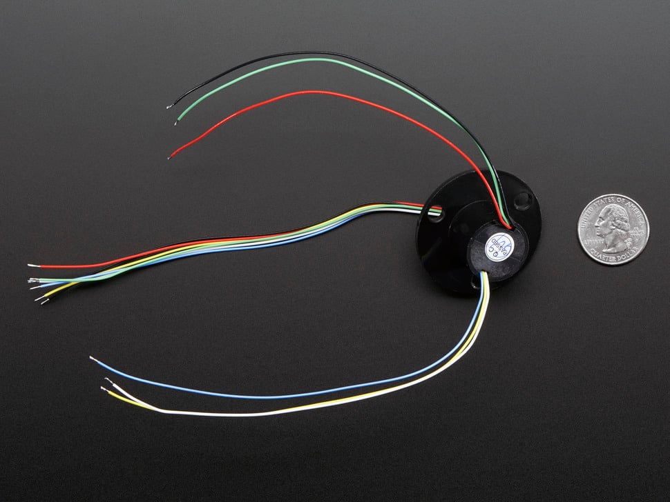 Adafruit Schleifring mit Flansch, 22mm Durchmesser, 6 Leitungen, max. 240V bei 2A, 736