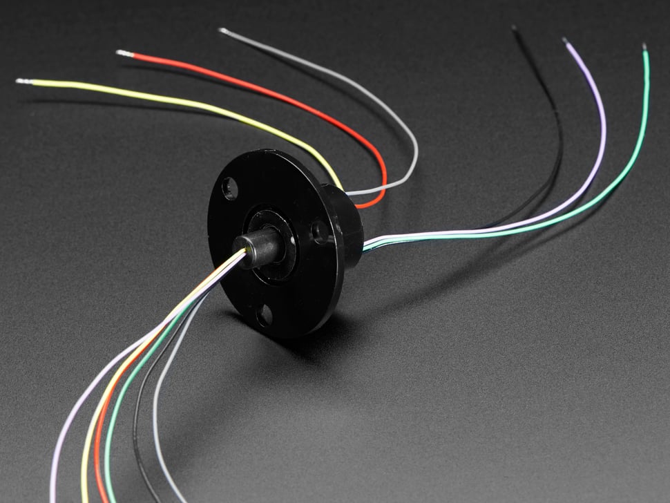 Adafruit Schleifring mit Flansch, 22mm Durchmesser, 6 Leitungen, max. 240V bei 2A, 736