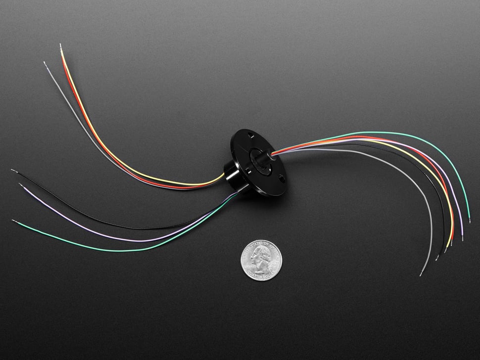 Adafruit Schleifring mit Flansch, 22mm Durchmesser, 6 Leitungen, max. 240V bei 2A, 736