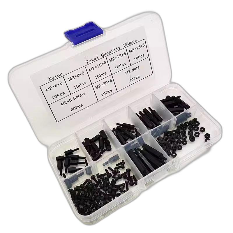 M2 Nylon Screw Set with Standoffs and Nuts, 180-piece