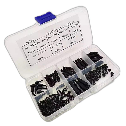 M2 Nylon Screw Set with Standoffs and Nuts, 180-piece