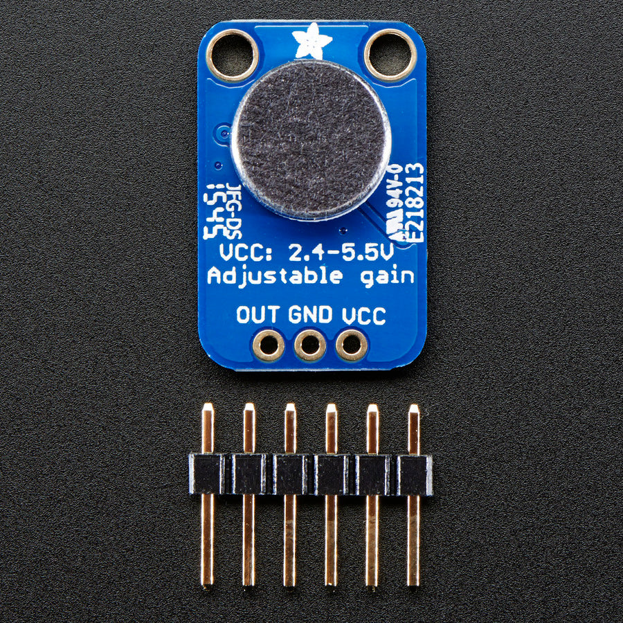 Adafruit Elektret-Mikrofon mit einstellbarem MAX4466 Verstärker, 1063