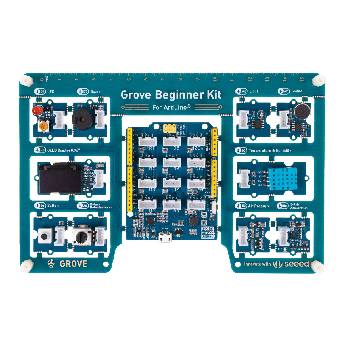 Seeed Studio Grove Beginner Kit for Arduino, All-in-one Arduino Compatible Board with 10 Sensors and 12 Projects