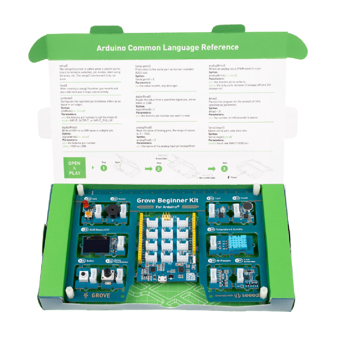 Seeed Studio Grove Beginner Kit for Arduino, All-in-one Arduino Compatible Board with 10 Sensors and 12 Projects