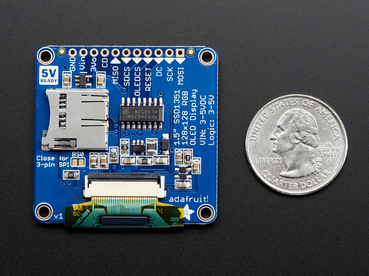 Adafruit OLED Breakout Board, 1.5" 16-Bit-Farbraum mit microSD-Slot, 1431