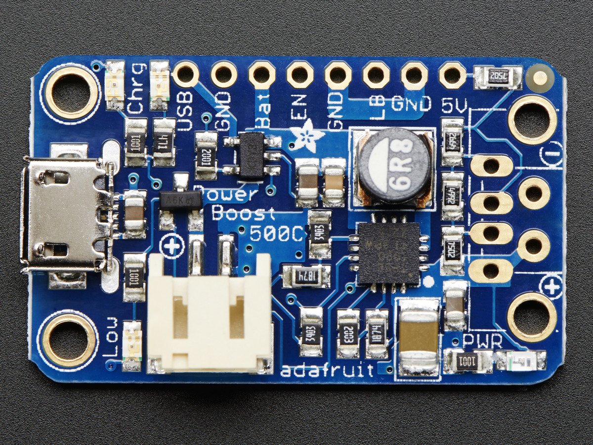 Adafruit PowerBoost 500 Charger, Booster/Lademodul für LiPo/LiIon-Akkus, 500mA, 500C, 1944