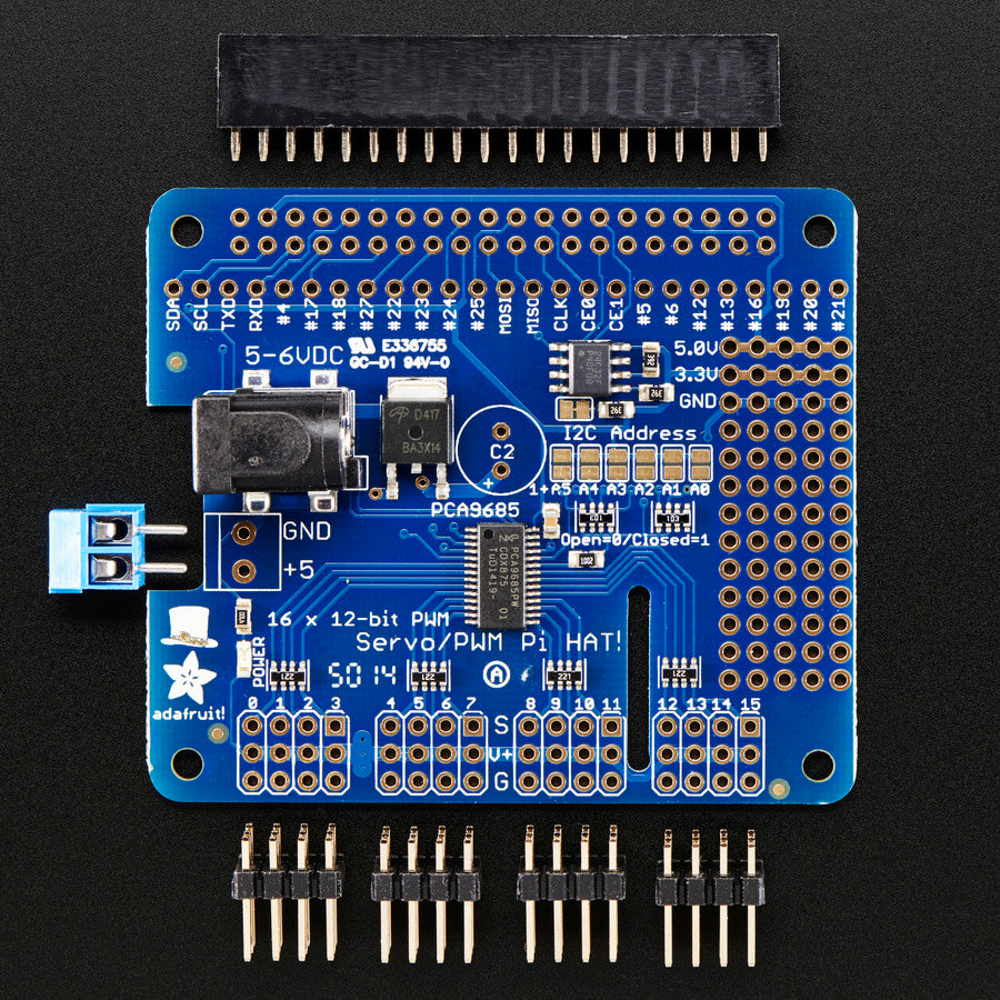 Adafruit 16-Channel PWM / Servo HAT for Raspberry Pi, Mini Kit