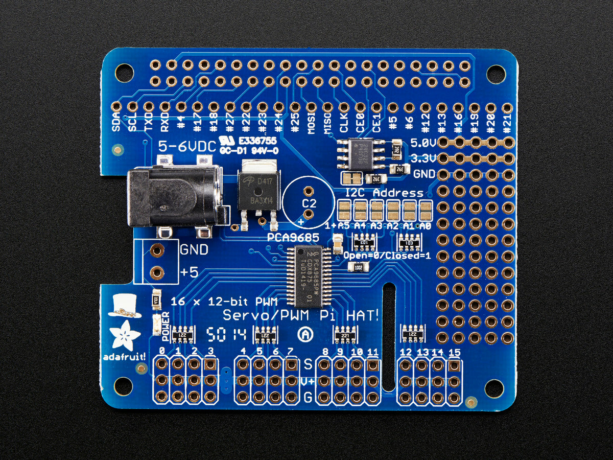 Adafruit 16-Channel PWM / Servo HAT for Raspberry Pi, Mini Kit