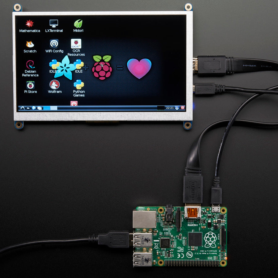 Adafruit HDMI 7" 800x480 Display Backpack ohne Touch, 2046