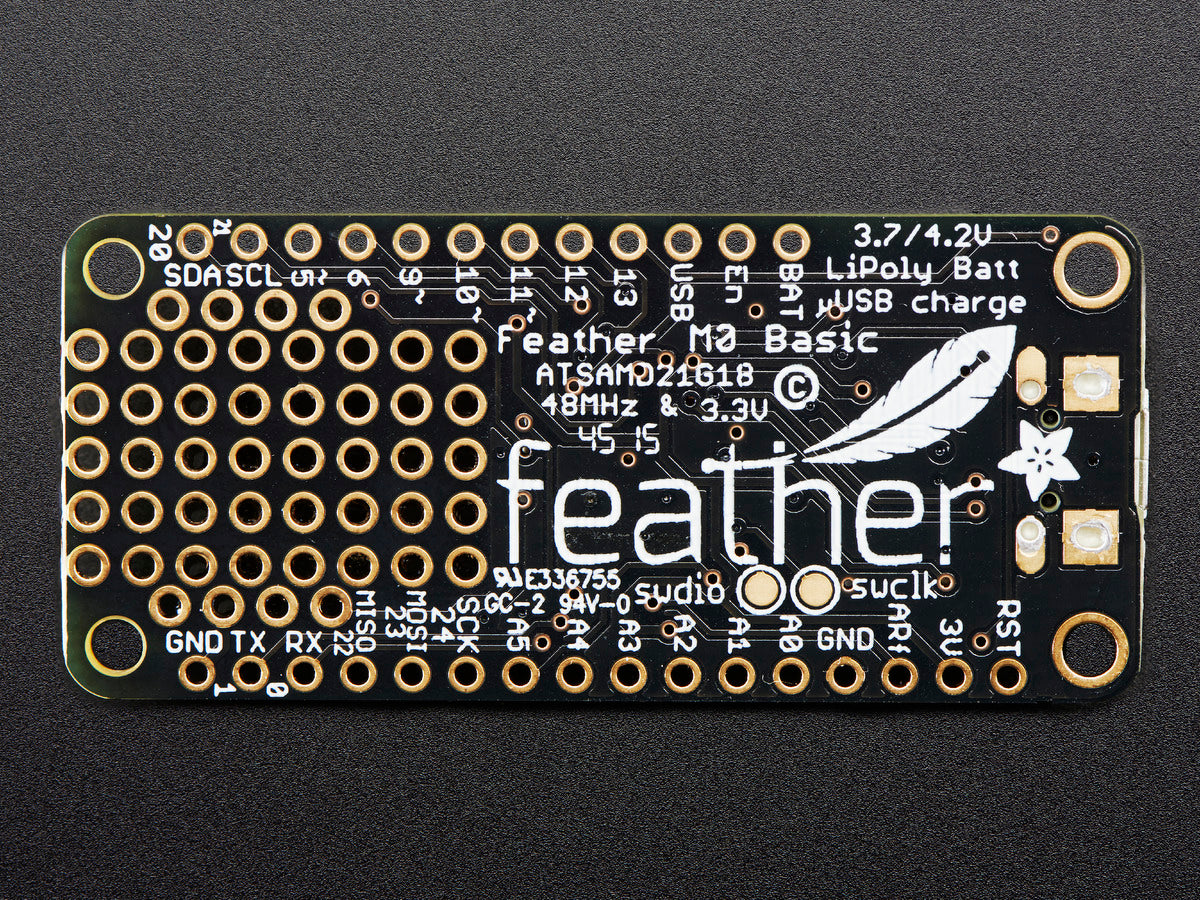 Adafruit Feather M0 Basic Proto, ATSAMD21 Cortex M0