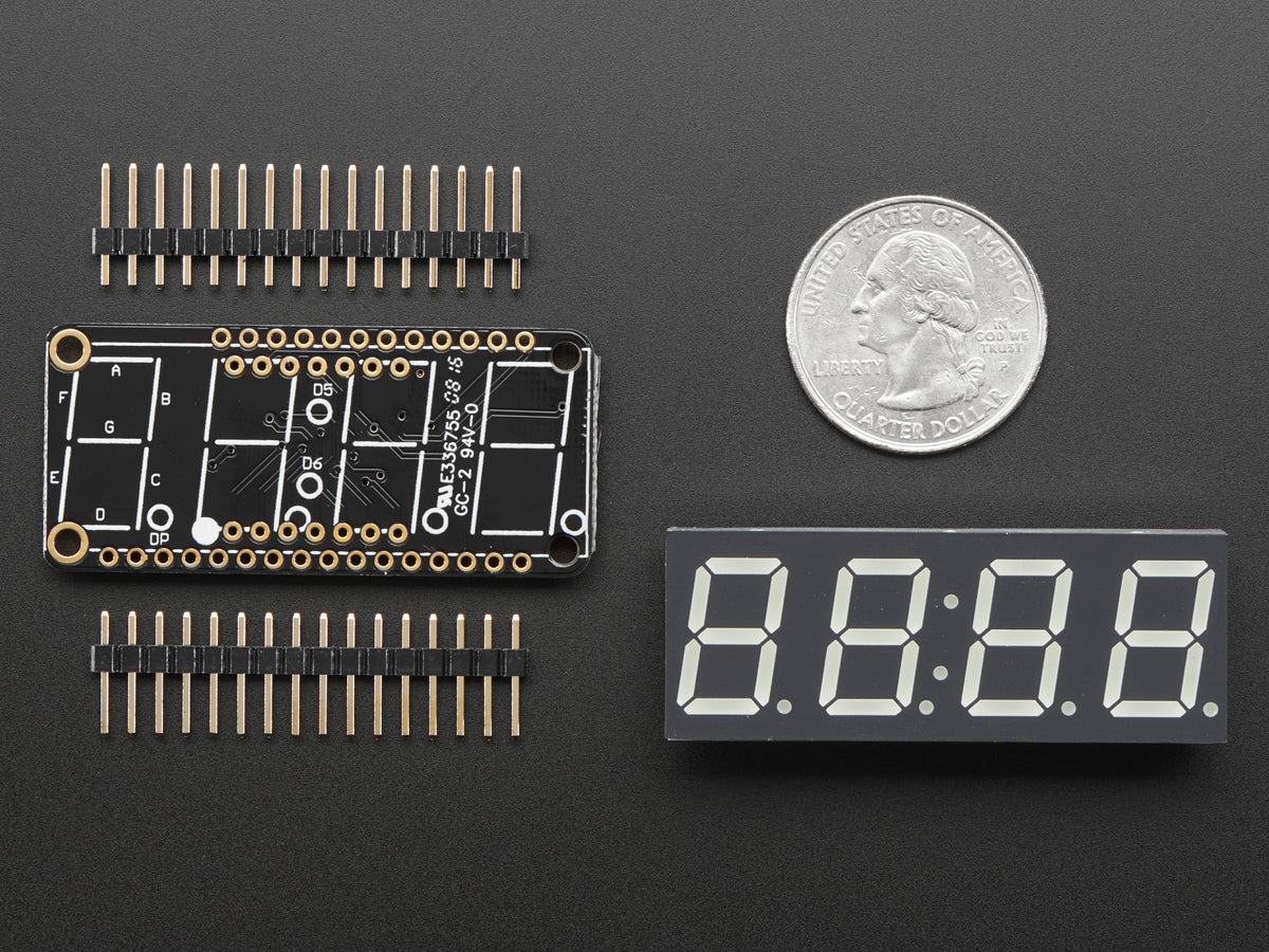 Adafruit 0.56" 4-Digit 7-Segment FeatherWing Display, Red