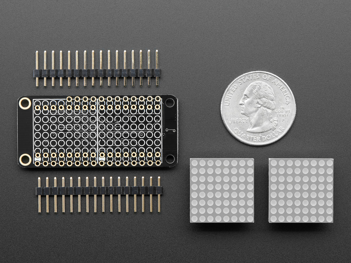 Adafruit 0.8" 8x16 LED Matrix FeatherWing Display, Yellow-Green