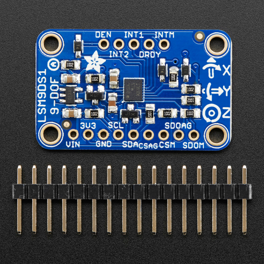 Adafruit LSM9DS1 3-Achsen-Accelerometer, -Gyroskop und -Magnetometer + Temperatursensor, 9-DOF, I2C, SPI, 3387