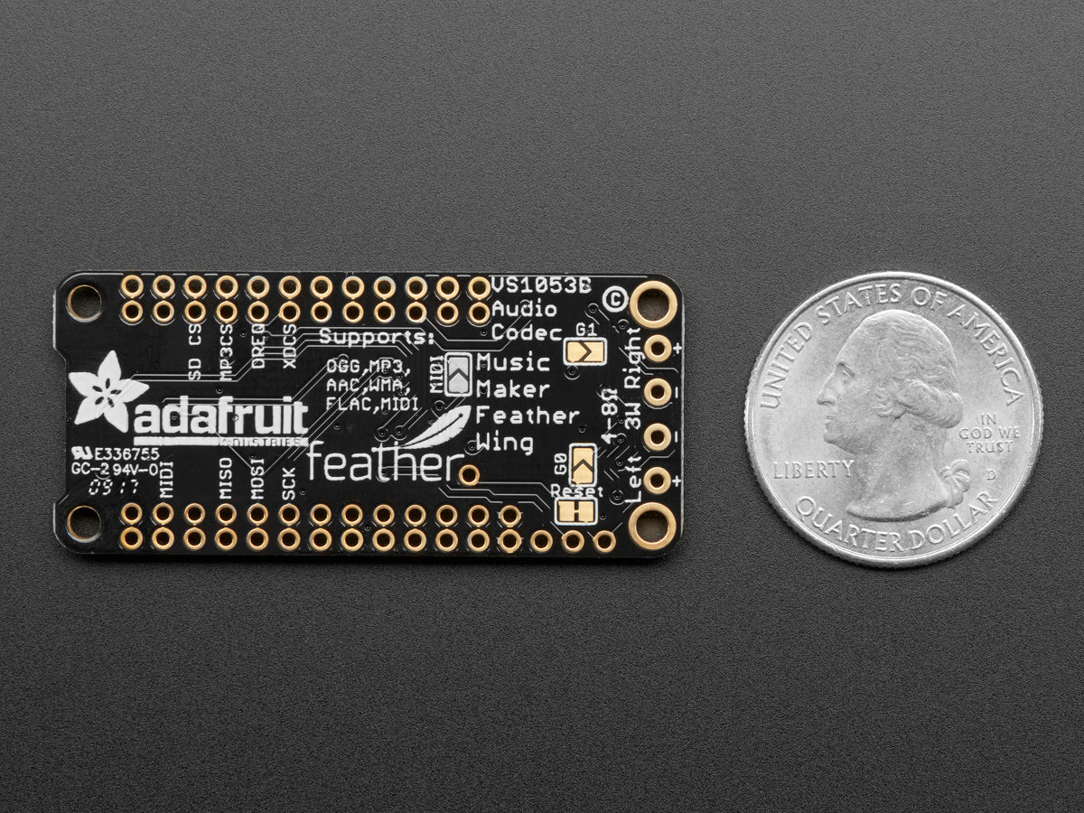 Adafruit Music Maker FeatherWing mit Verstärker, Synth Player für MP3, OGG, WAV, MIDI, 3436