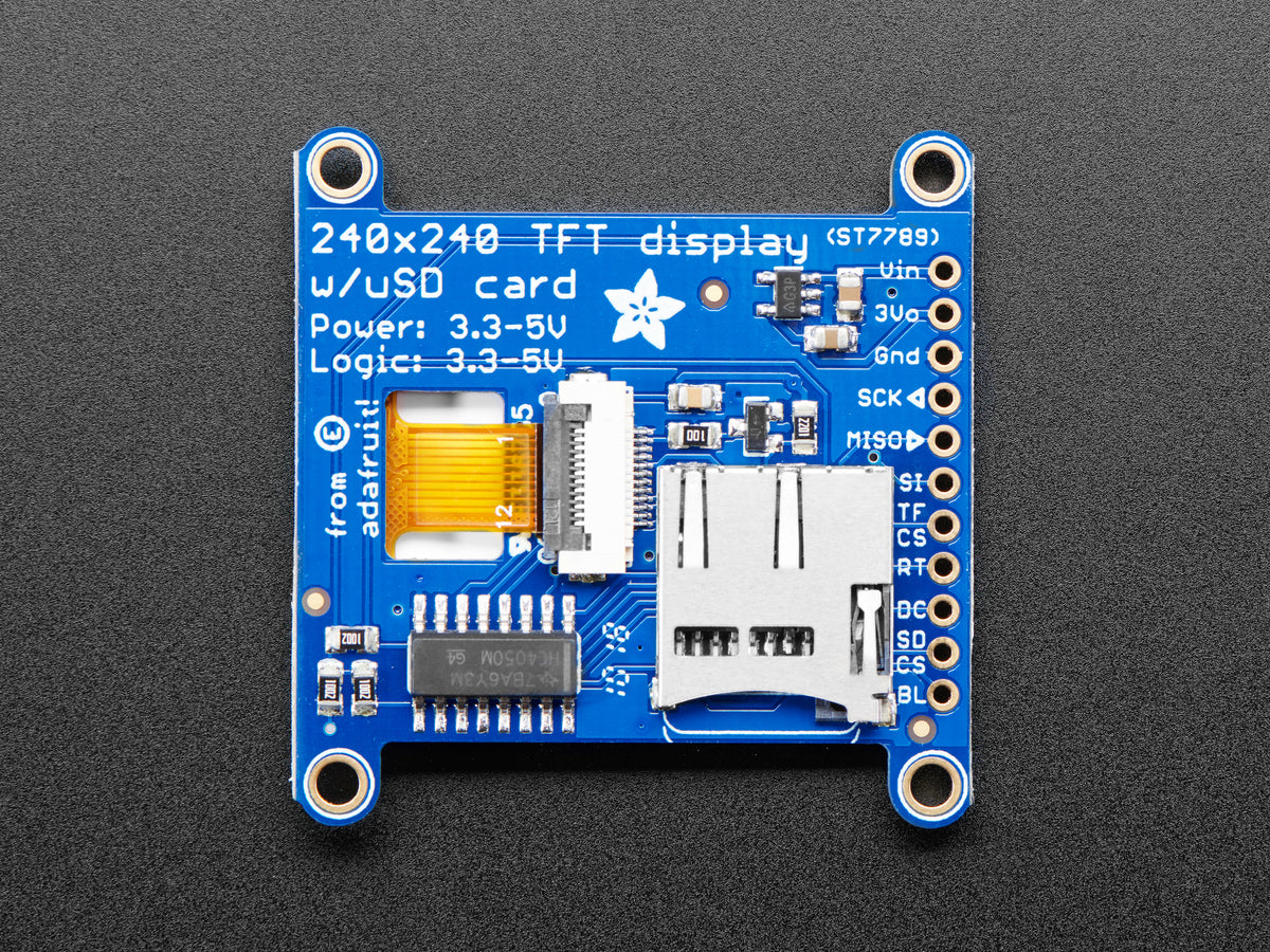 Adafruit 1.54" 240x240 Weitwinkel-TFT LCD Display mit MicroSD-Kartenslot, ST7789, 3787