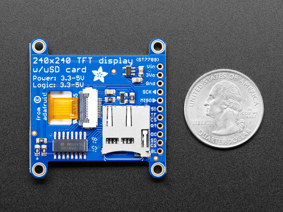Adafruit 1.54" 240x240 Weitwinkel-TFT LCD Display mit MicroSD-Kartenslot, ST7789, 3787