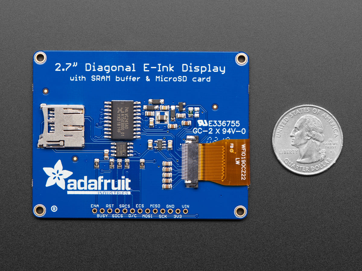 Adafruit 2,7" eInk / ePaper Display mit SRAM, 3-farbig, 4098