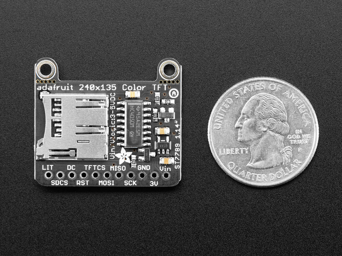 Adafruit 1.14" 240x135 Color TFT Display + MicroSD Card Breakout, ST7789