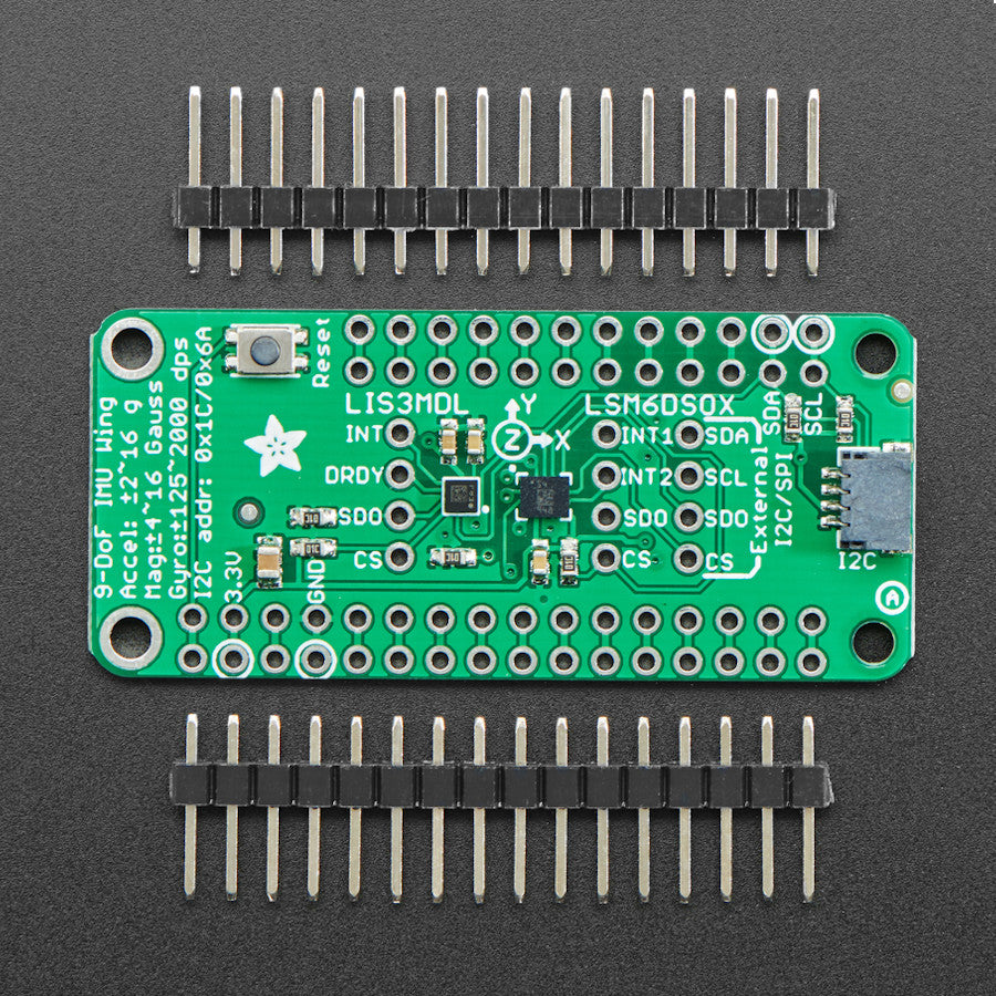 Adafruit LSM6DSOX + LIS3MDL FeatherWing, Präzisions-Accelerometer und -Gyroskop, 4565