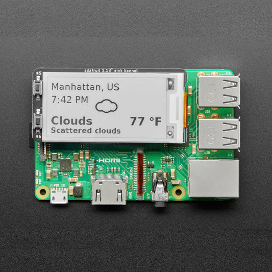 Adafruit 2,13" E-Ink Bonnet für Raspberry Pi, monochrom, 4687