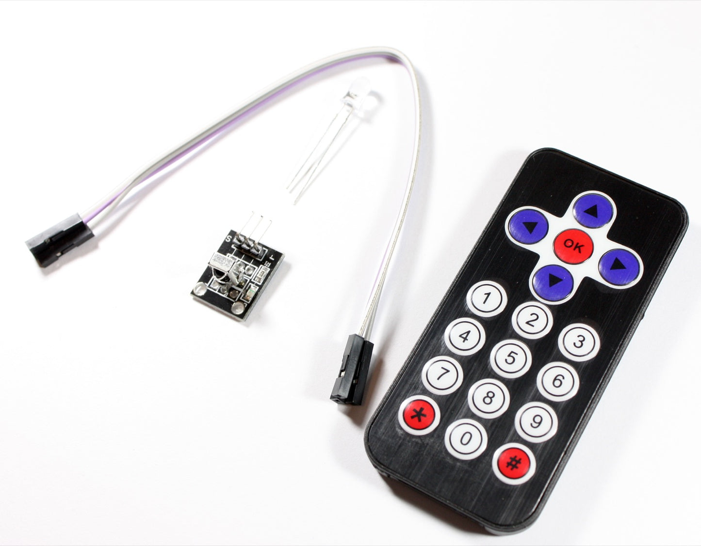 IR-Set mit Infrarotdiode, Fernbedienung und Empfänger