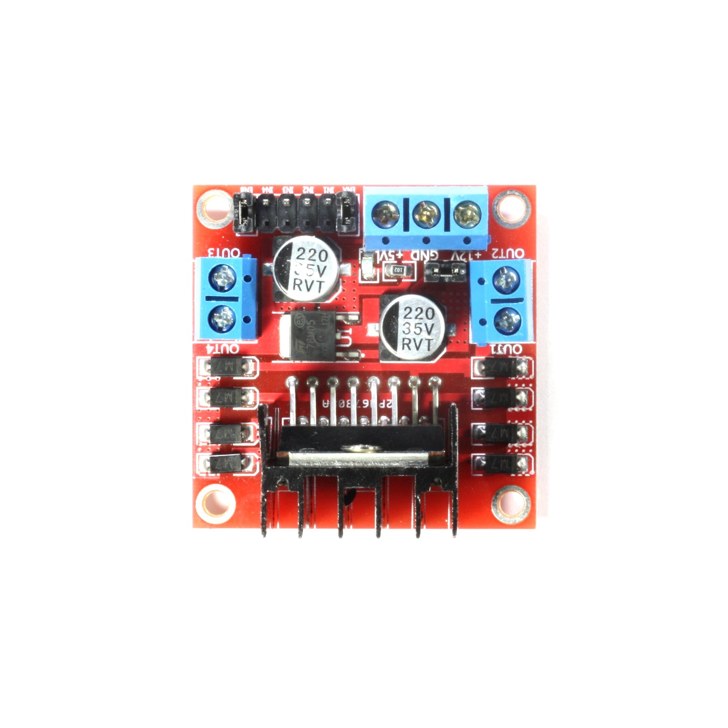 Motortreiber-Modul mit L298N für 2 DC-Motoren oder 1 Schrittmotor, 5V-40V 2A
