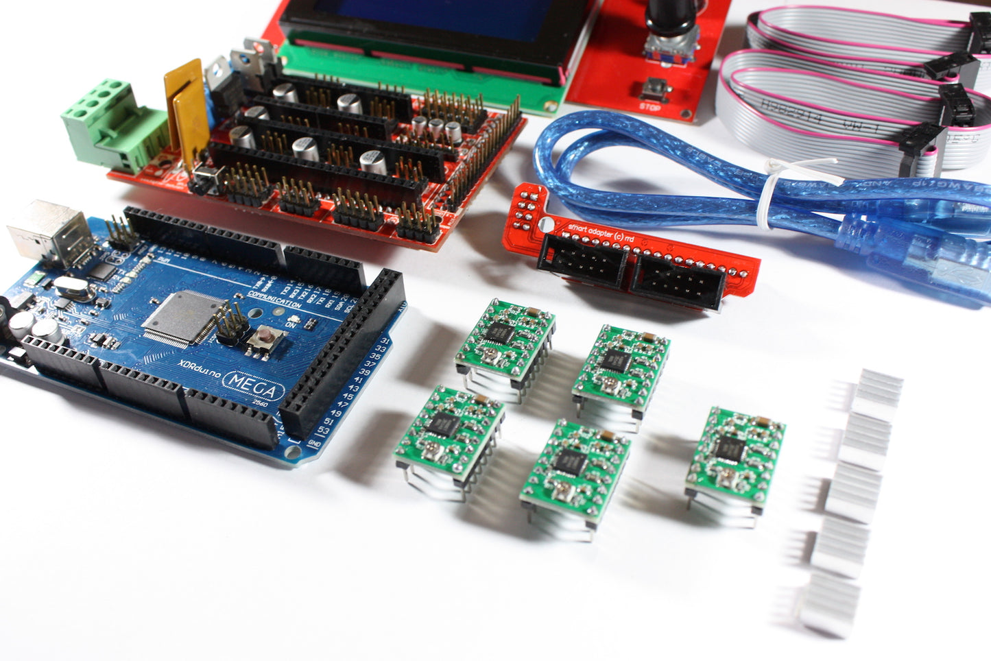 RAMPS 1.4 Kit with Shield, Mega 2560, 5x A4988, 2004 LCD for RepRap 3D Printer