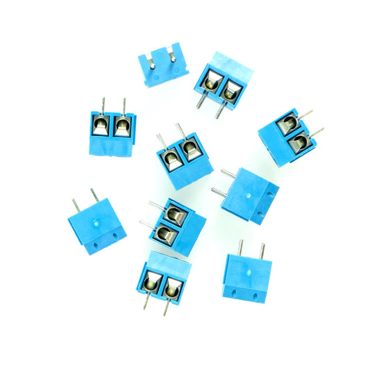 Stackable Screw Terminal Block for PCBs, 2-Pin, Ø 2.5 mm, 5.0mm Spacing, 10-Pack