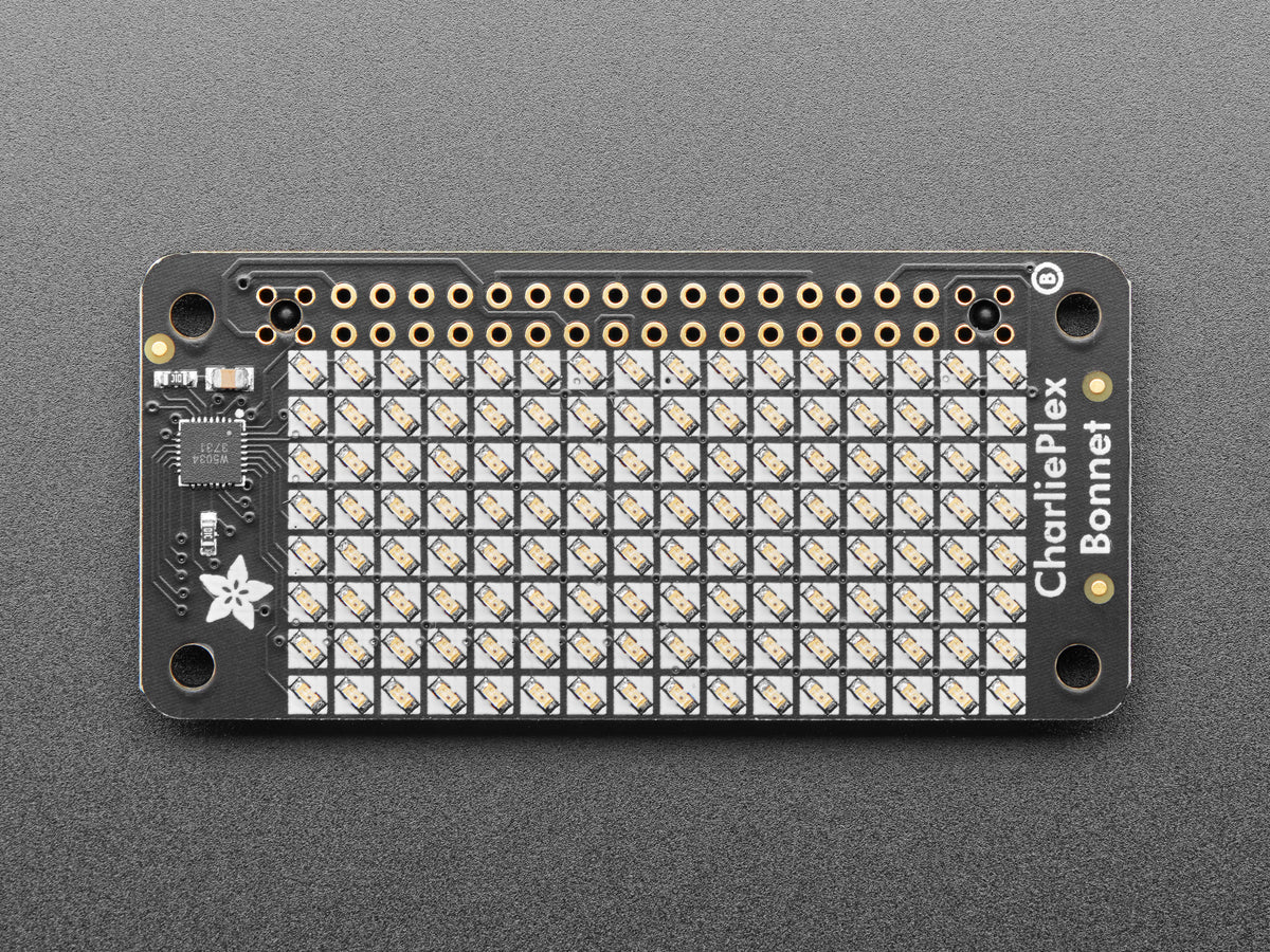 Adafruit CharliePlex LED‑Matrix‑Bonnet – 8×16 gelbe LEDs, 4119