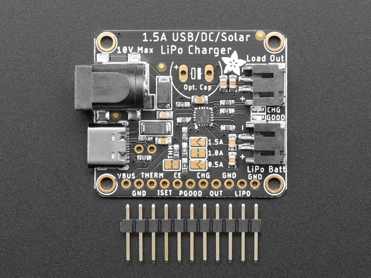 Adafruit Universelles USB-/DC-/Solar-Ladegerät für Lithium-Ionen-/Lithium-Polymer-Akkus – bq24074, 4755