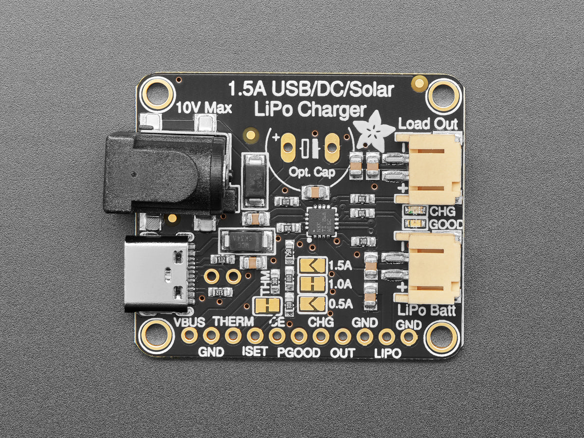 Adafruit Universelles USB-/DC-/Solar-Ladegerät für Lithium-Ionen-/Lithium-Polymer-Akkus – bq24074, 4755