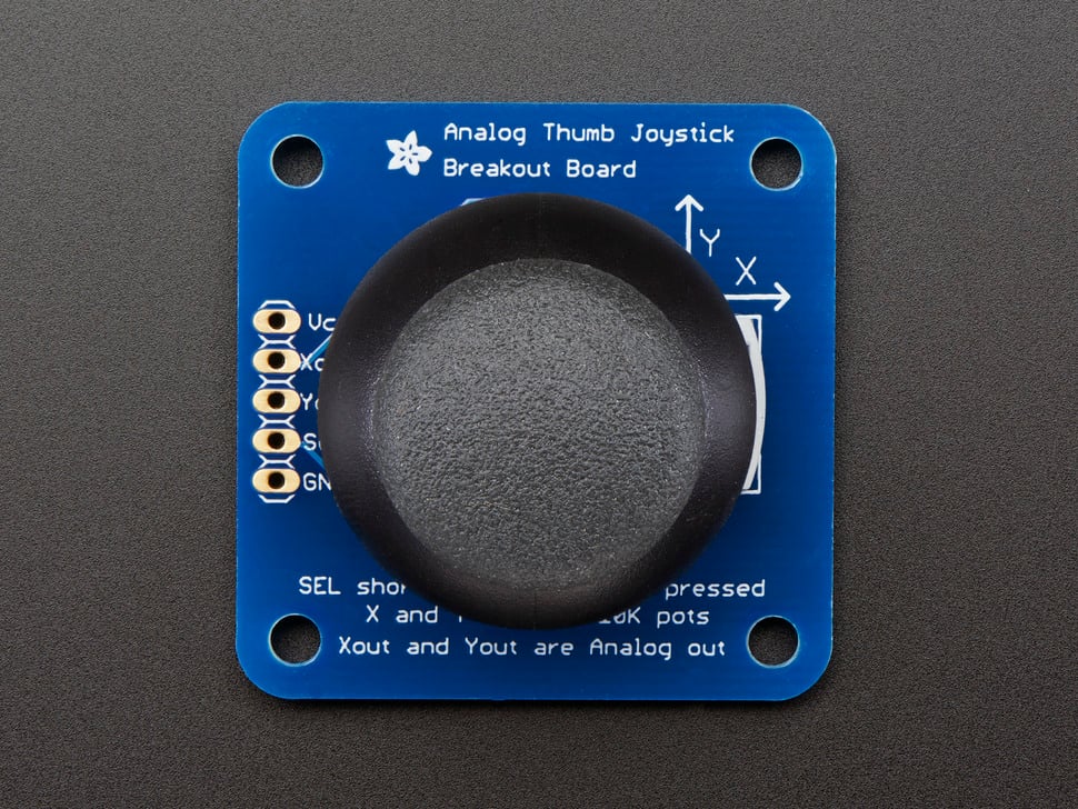 Adafruit 2-Achsen Daumen-Joystick mit Auswahltaste + Breakout Board, analog, 512
