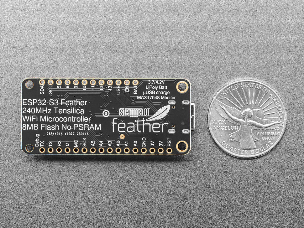 Adafruit ESP32-S3 Feather, 8MB Flash, ohne PSRAM, STEMMA QT, 5323