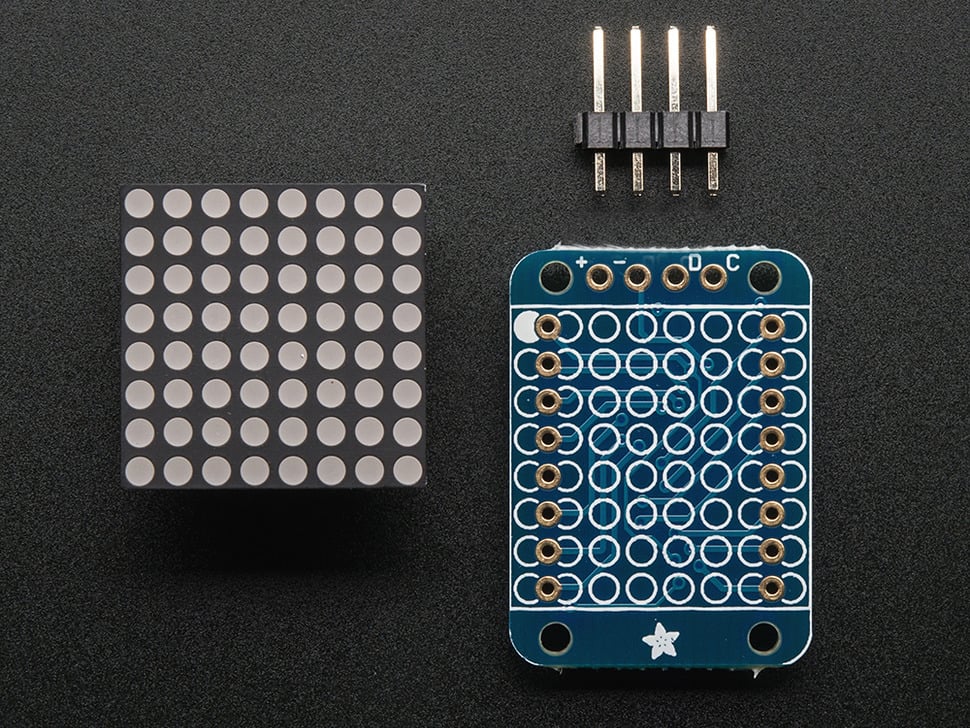 Adafruit Mini 8x8 LED Matrix w/I2C Backpack, Blue, 959