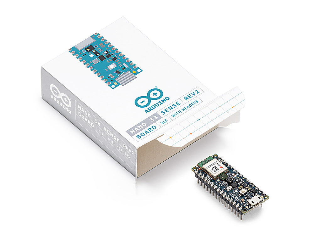 Arduino Nano 33 BLE Sense Rev2 mit angelöteten Stiftleisten