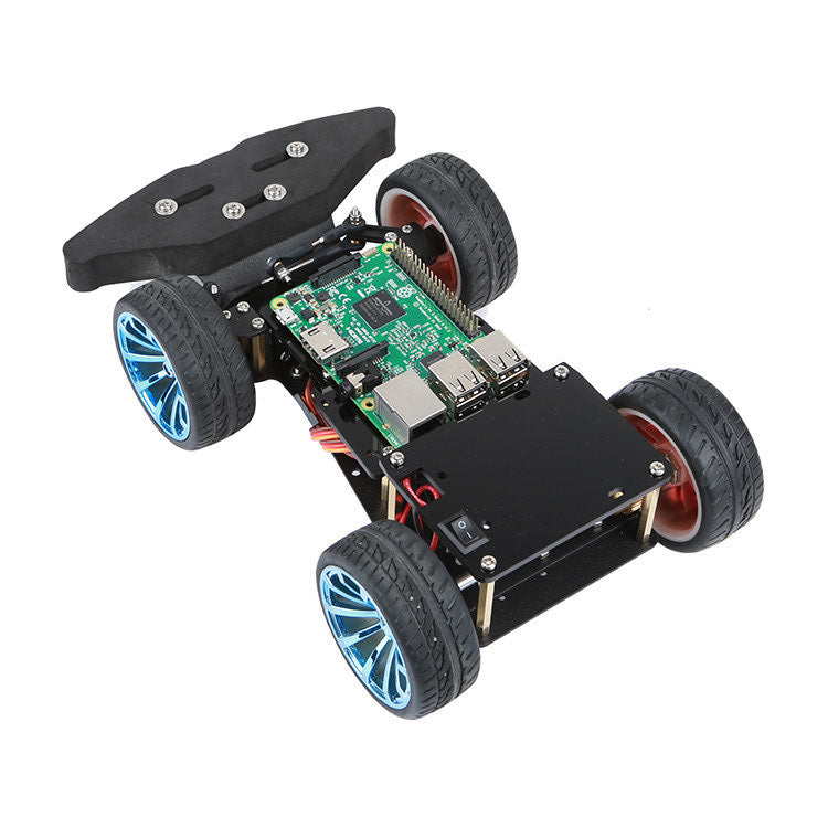 4WD Roboter-Chassis mit Servomotor-Lenkung inkl. Motor, Getriebe und Servo