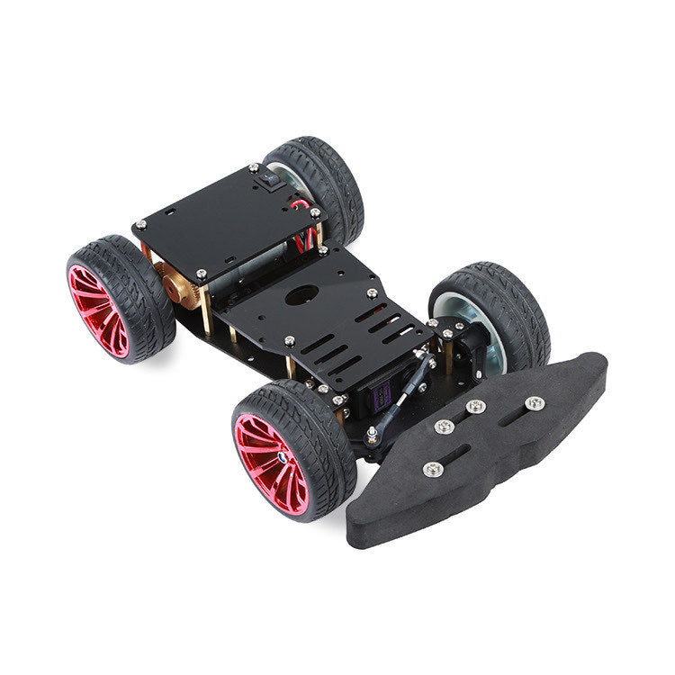 4WD Roboter-Chassis mit Servomotor-Lenkung inkl. Motor, Getriebe und Servo