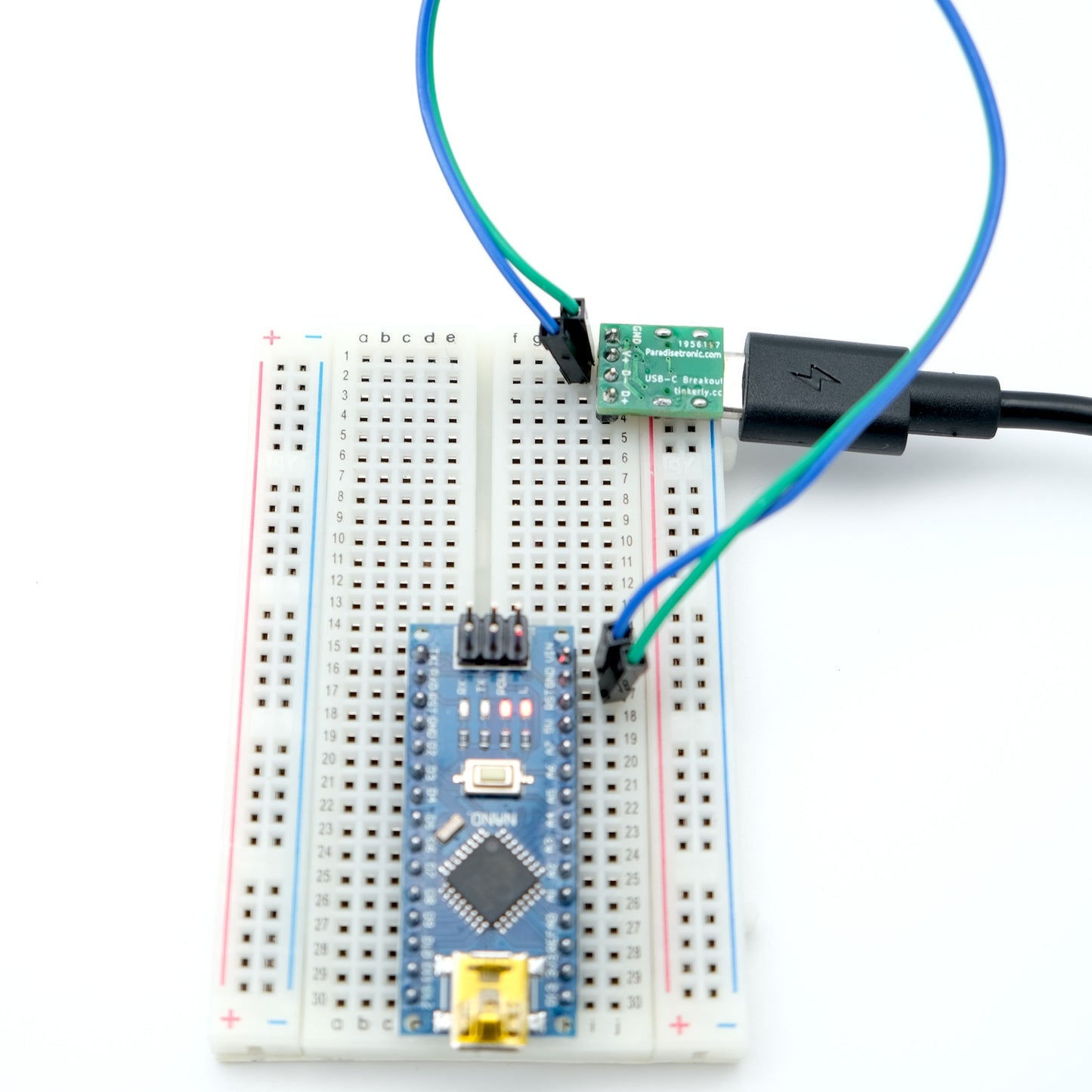 USB-C Mini Breakout Board, z.B. für die Spannungsversorgung von Breadboards