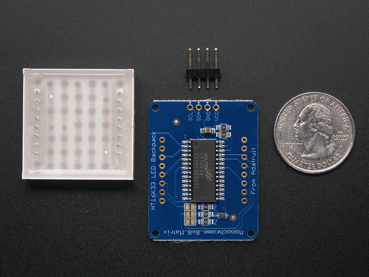Adafruit 1.2" 8x8 LED-Matrix mit I2C-Backpack, rot, 1049