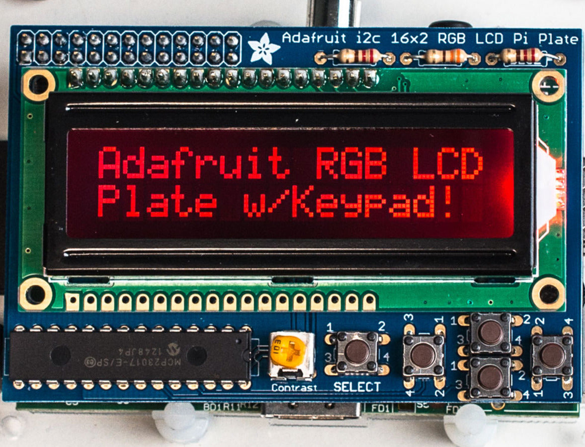 Adafruit 16x2 LCD, RGB, Negativ + Keypad Kit für Raspberry Pi, 1110