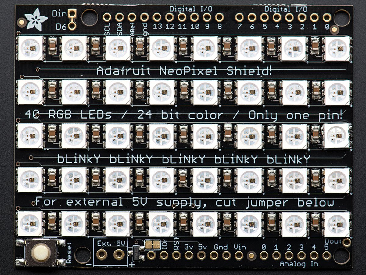 Adafruit NeoPixel Shield for Arduino, 40 RGB LED Pixel Matrix