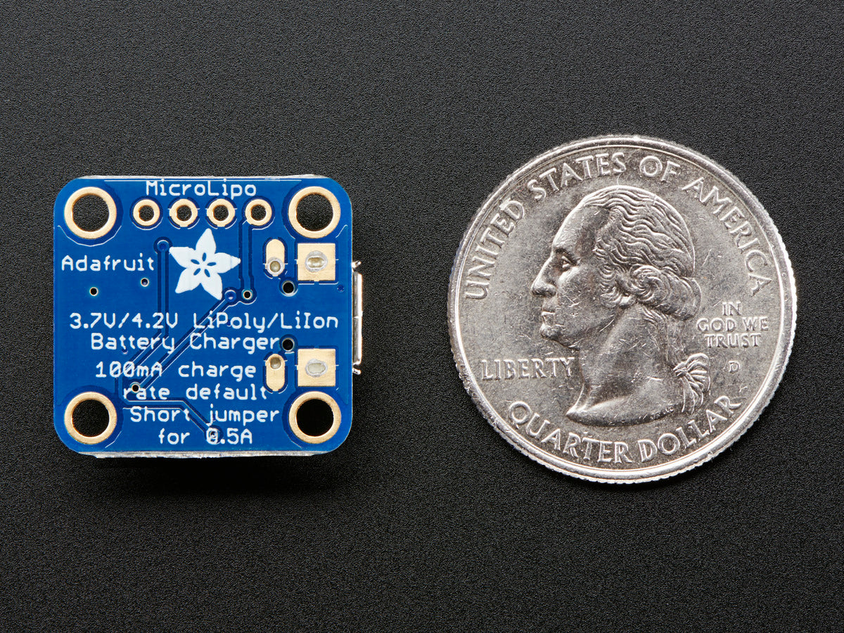 Adafruit Micro Lipo, MicroUSB Jack LiIon/LiPoly charger, v1
