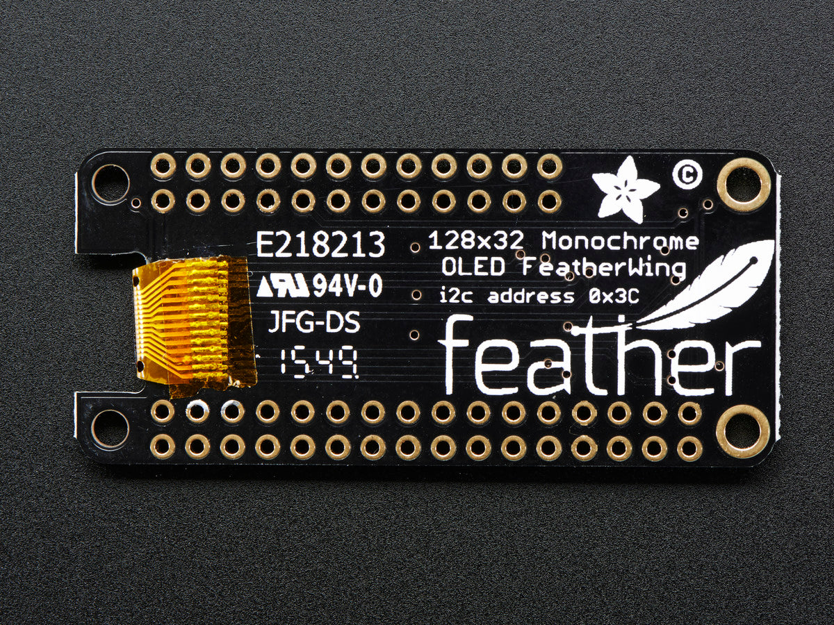 Adafruit FeatherWing OLED, 128x32 OLED Add-on For All Feather Boards